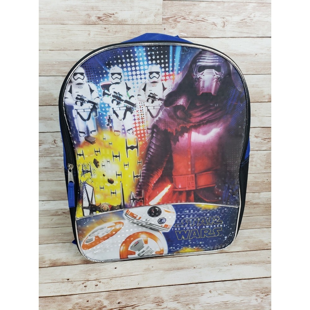 Star Wars The Force Awakens Kylo Ren BB-8 15" Large Backpack Blue Holgraphic